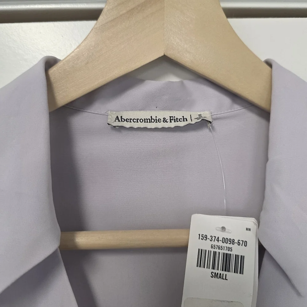 Abercrombie & Fitch Size Small Ruched Long Sleeve V Neck Purple Party Dress NEW